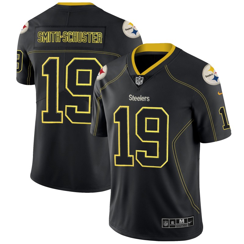 Men's Steelers #19 JuJu Smith-Schuster NFL 2018 Lights Out Black Color Rush Limited Jersey